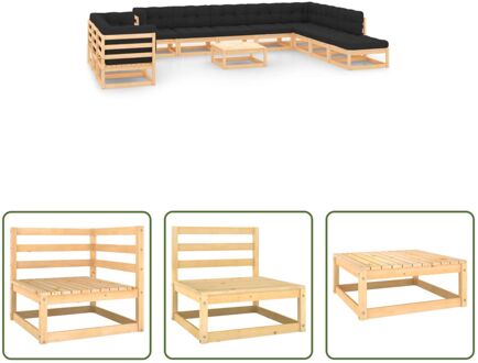 Pallet Loungeset - Grenenhout - Antraciet - 70x70x67 cm - Modulair Grijs