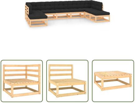 Pallet loungeset - Grenenhout - Hoek/middenbank- 70 x 70 x 67 cm - Tafel/voetenbank- 70 x 70 x 30 cm - Grijs