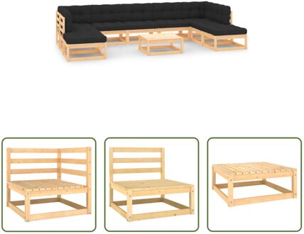 Pallet loungeset - Grenenhout - Modulair - 70x70x67 cm - Antraciet Grijs