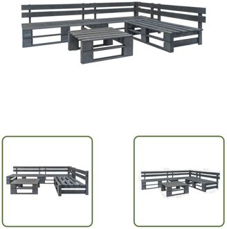 Pallet Loungeset - Grijs - 220 x 176 x 55 cm - Geïmpregneerd Grenenhout