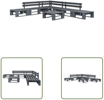 Pallet Loungeset - Grijs - 280 x 235 x 55 cm - Geïmpregneerd grenenhout