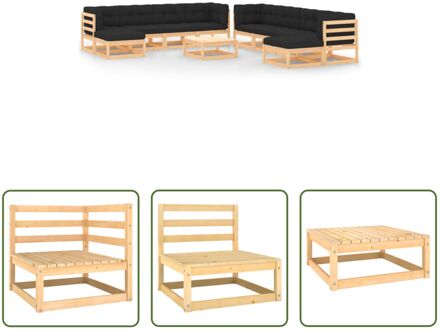 Pallet Loungeset - Hoek/Middenbank 70x70x67 cm - Tafel/Voetenbank 70x70x30 cm - Antraciet Kussen - Grijs