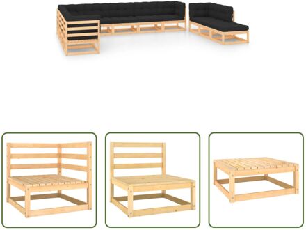 Pallet Loungeset - Hoek/middenbank 70x70x67cm - Tafel/voetenbank 70x70x30cm - Antraciet kussen Grijs