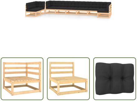 Pallet Loungeset - Hout - Grenenhout - Antraciet - 70 x 70 x 67 cm - Montage vereist Grijs