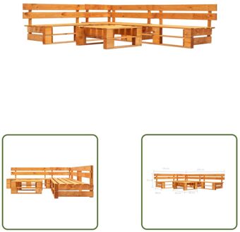 Pallet Loungeset - Houten - 220 x 176 x 55 cm - Kleur- Honingbruin