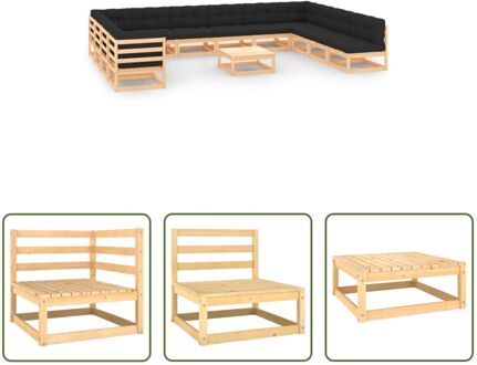 Pallet Loungeset - Houten - 70 x 70 x 67 cm - Antraciet Grijs