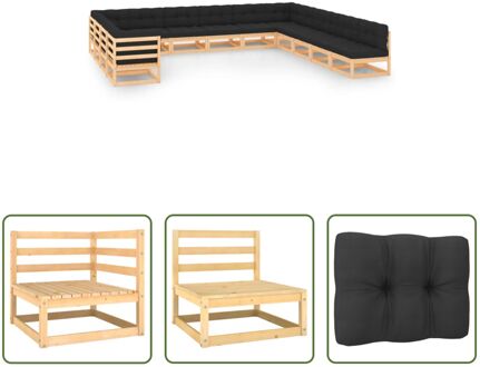 Pallet Loungeset - Houten - Antraciet - 70 x 70 x 67 cm - Modulair Grijs