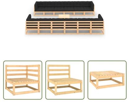 Pallet loungeset - houten tuinmeubelen - 70x70x67 cm - massief grenenhout Grijs