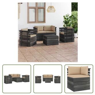 Pallet loungeset - houten tuinmeubelset - grenenhout - modulair design - beige kussens