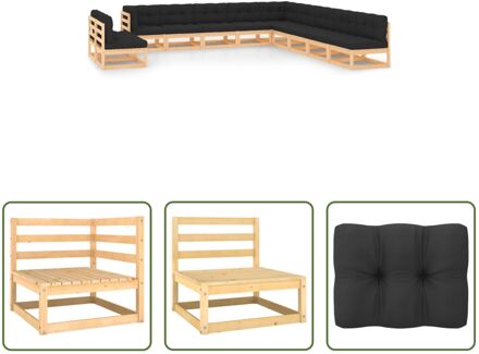 Pallet Loungeset - Houten tuinset - 70 x 70 x 67 cm - Antraciet Grijs