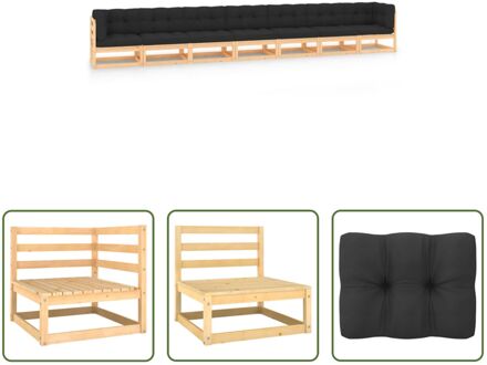 Pallet Loungeset - Houten tuinset - 70 x 70 x 67 cm - Antraciet kussen Grijs