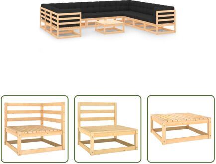 Pallet Loungeset - Houten Tuinset - 70 x 70 x 67 cm - Antraciet kussen Grijs