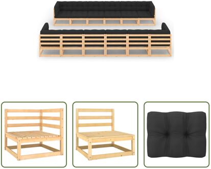 Pallet Loungeset - Houten tuinset - 70x70x67 cm - Antraciet Grijs