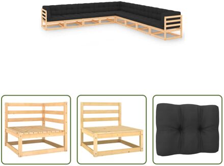 Pallet Loungeset - Houten tuinset - 70x70x67 cm - Antracietkussen Grijs