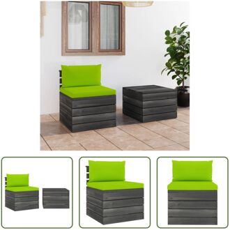 Pallet Loungeset - Massief Grenenhout - Helder groen - 60x65x71.5 cm - 60x60x41.5 cm - 60x60x6 cm