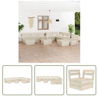 Pallet Loungeset - Tuinmeubelset - 11-delig - 60x60x65 cm - Geïmpregneerd vurenhout Beige