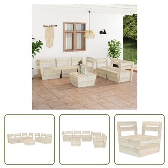 Pallet Loungeset - Tuinmeubelset 6-delig - 60x60x65cm - Geïmpregneerd vurenhout Beige