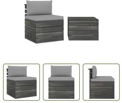 Pallet Loungeset - Tuinmeubelset - 60x65x71.5cm - Massief grenenhout Grijs