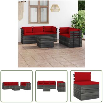 Pallet Loungeset - Tuinmeubelset - Grenenhout - 60 x 65 x 71.5 cm - Rood