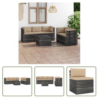 Pallet Loungeset - Tuinmeubelset - Massief grenenhout - Beige kussens