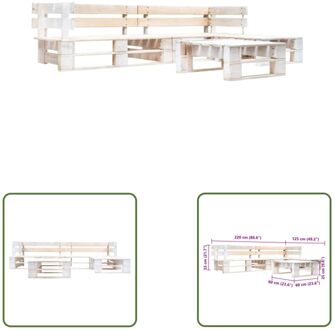 Pallet Loungeset - Wit - 220 x 155 x 55 cm - Geïmpregneerd grenenhout