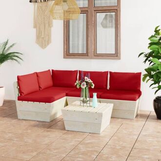 Pallet Tuinset 5-delig - 60x60x65cm - Rood