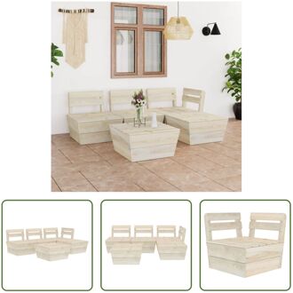 Pallet Tuinset - 5-delig - Houten loungeset - 60 x 60 x 65 cm - Geïmpregneerd vurenhout Beige