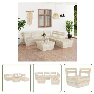 Pallet Tuinset - 6-delig - Geïmpregneerd Vurenhout - 60x60x65 cm - Rustiek design Beige