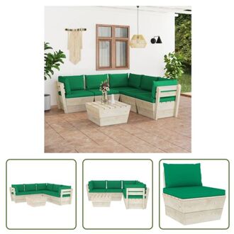 Pallet Tuinset - 6-delig - Groen - Geïmpregneerd vurenhout - 60x60x65 cm -Modulair