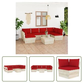 Pallet Tuinset - 7-delig - Rood - 60x60x65cm - Geïmpregneerd vurenhout