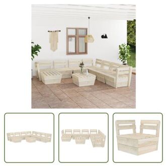 Pallet Tuinset - 9-delig - Geïmpregneerd vurenhout - 60 x 60 x 65 cm - Rustieke charme Beige