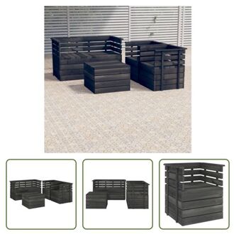 Pallet Tuinset - Armstoel + Hoekbank + Tafel - Donkergrijs - Massief grenenhout - 70 x 65 x 71.5 cm