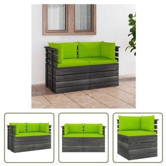 Palletbank - Grenenhout - Hoekbank - 65 x 65 x 71.5 cm - Houten bank Groen