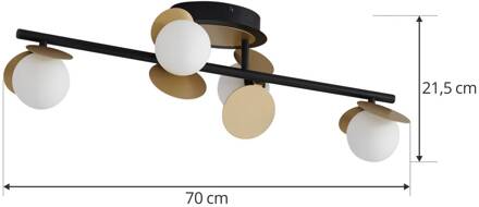 Pallo LED plafondlamp, lineair, 4-lamps, zwart/goud zwart, goud, wit