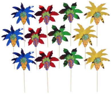 Palm boom cocktail prikkers - 100x stuks - ijscoupe/hawaii party feestartikelen versiering