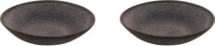 Palmer Bord diep Houston 22 cm Zwart Grijs Stoneware 2 stuks