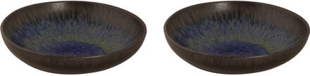 Palmer Bord diep Tama 22 cm Zwart Blauw Stoneware 2 stuks