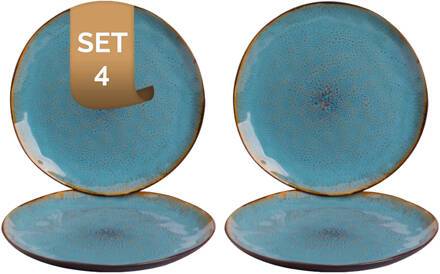 Palmer Bord Lotus 27.5 cm Turquoise Zwart Stoneware 4 stuk(s)