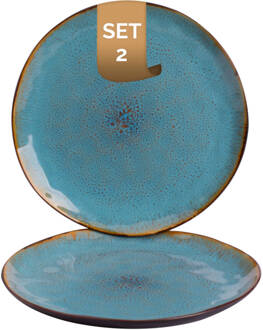 Palmer Bord Lotus 27.5 cm Zwart Turquoise Stoneware 2 stuk(s)