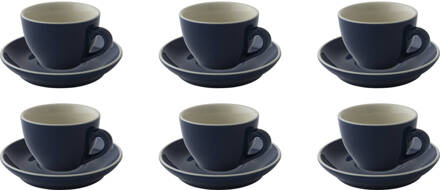 Palmer Cappuccinokop en schotel Colors 18 cl 14 cm Blauw 6 stuk(s)