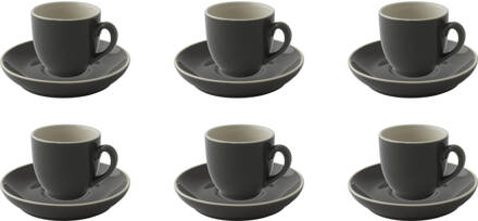 Palmer Koffiekop en schotel Colors 14 cl 12 cm Grijs 6 stuk(s)