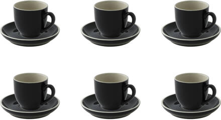 Palmer Koffiekop en schotel Colors 14 cl 12 cm Zwart 6 stuk(s)