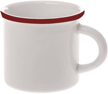 Palmer retro beker 30cl rode rand 6st wit