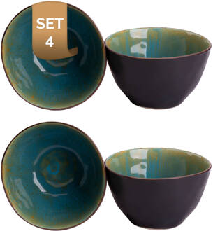 Palmer Schaal Lotus 15 cm 1 l Turquoise Stoneware 4 stuks Groen