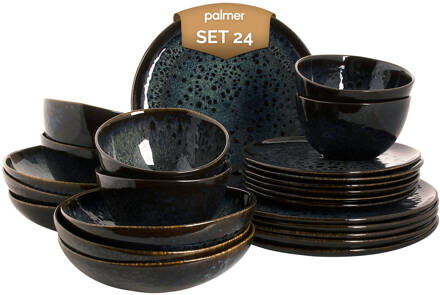 Palmer Serviesset Eccentric Stoneware 6-persoons 24-delig Blauw