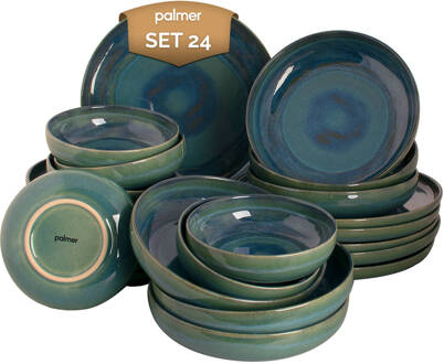 Palmer Serviesset Miami Stoneware 6-persoons 24-delig Groen