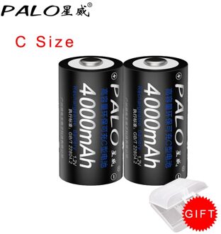 Palo 1.2V C Size Oplaadbare Batterij 4000Mah 1.2V Nimh Batterij Oplaadbare Voor Radio 2stk accu