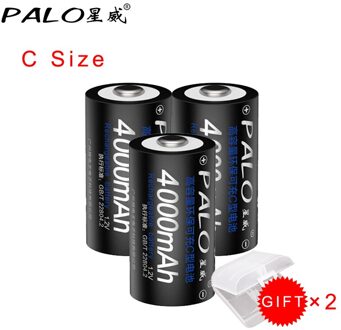 Palo 1.2V C Size Oplaadbare Batterij 4000Mah 1.2V Nimh Batterij Oplaadbare Voor Radio 3stk accu