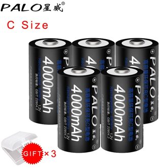 Palo 1.2V C Size Oplaadbare Batterij 4000Mah 1.2V Nimh Batterij Oplaadbare Voor Radio 5stk accu