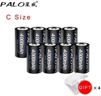 Palo 1.2V C Size Oplaadbare Batterij 4000Mah 1.2V Nimh Batterij Oplaadbare Voor Radio 8stk accu